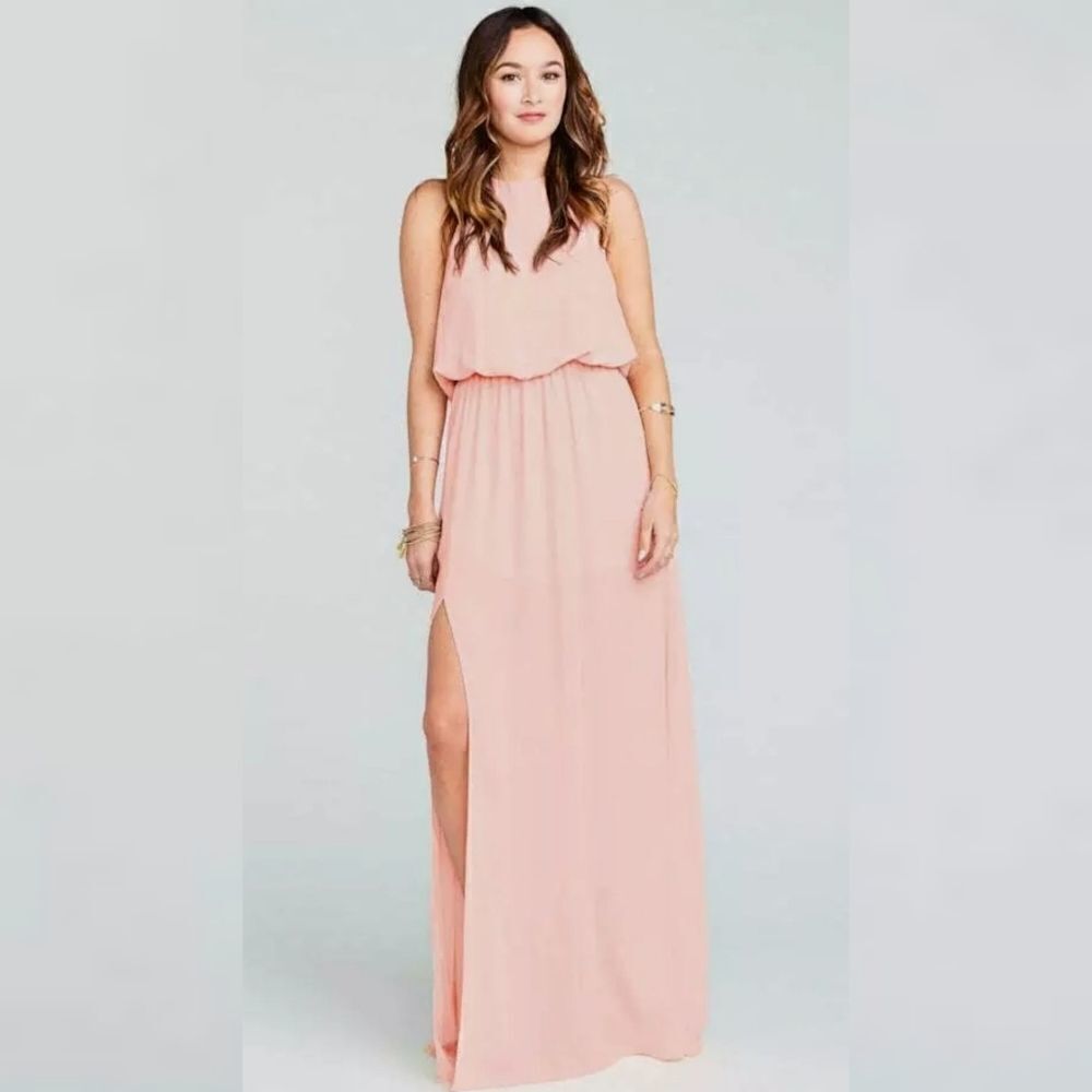 SHOW ME YOUR MUMU HEATHER HALTER DRESS SIZE XL BLUSH PINK